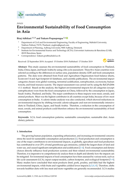 Environmental Sustainability of Food Consumption in Asia