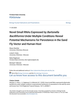 <I>Bartonella Bacilliformis</I>