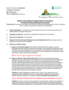 Minutes of the Meeting of Coughton Parish Council Held At
