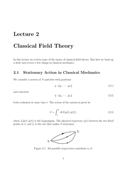 Lecture 2 Classical Field Theory