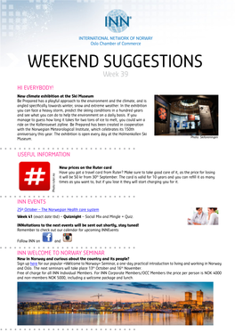 WEEKEND SUGGESTIONS Week 39