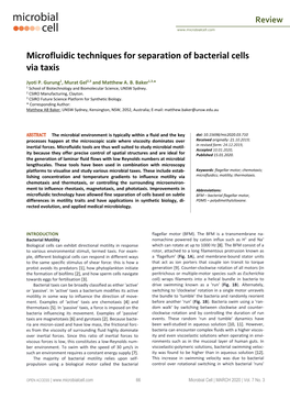 Microfluidic Techniques for Separation of Bacterial Cells Via Taxis