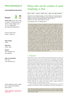 Dietary Niche and the Evolution of Cranial Morphology in Birds