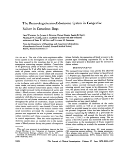 The Renin-Angiotensin-Aldosterone System in Congestive Failure in Conscious Dogs