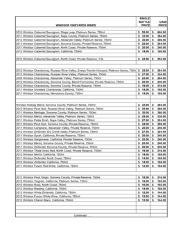 Windsor Vineyards Wines Single Bottle Price Case