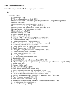 CICD Collection Container List Series: Languages: American