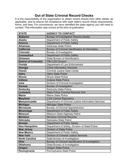 Out of State Criminal Record Checks