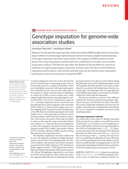 Genotype Imputation for Genome-Wide Association Studies