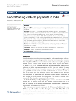 Understanding Cashless Payments in India Bappaditya Mukhopadhyay