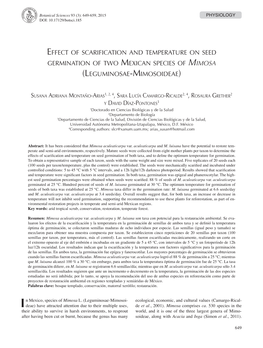 Effect of Scarification and Temperature on Seed Germination of Two Mexican Species of Mimosa (Leguminosae-Mimosoideae)