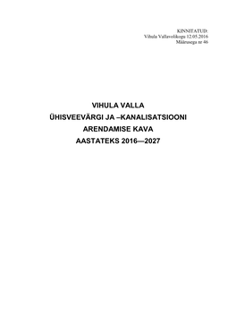 Kanalisatsiooni Arendamise Kava Aastateks 2016—2027