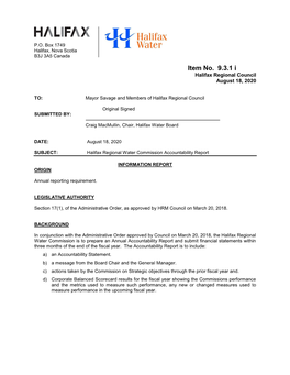 Halifax Regional Water Commission Accountability Report