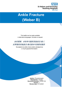 Ankle Fracture (Weber B)