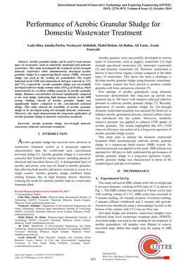 Performance of Aerobic Granular Sludge for Domestic Wastewater Treatment