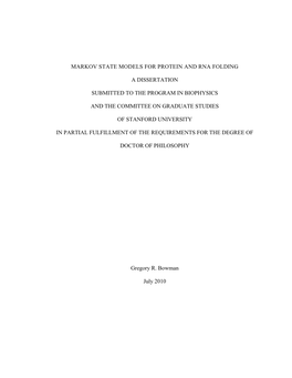 Markov State Models for Protein and Rna Folding A