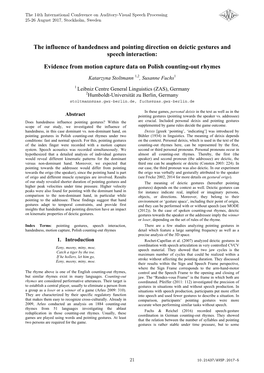 The Influence of Handedness and Pointing Direction on Deictic Gestures and Speech Interaction