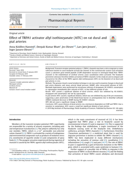 Effect of TRPA1 Activator Allyl Isothiocyanate (AITC) on Rat Dural And