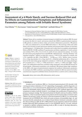 Assessment of a 4-Week Starch- and Sucrose-Reduced Diet and Its