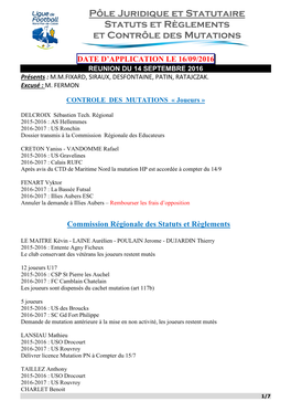 Pôle Juridique Et Statutaire Statuts Et Règlements Et Contrôle Des