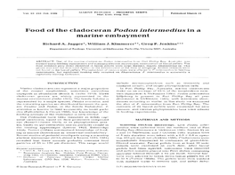 Food of the Cladoceran Podon Intermedius in a Marine Embayment