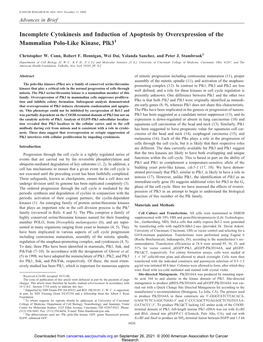 Incomplete Cytokinesis and Induction of Apoptosis by Overexpression of the Mammalian Polo-Like Kinase, Plk31