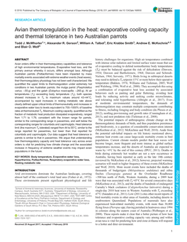 Avian Thermoregulation in the Heat: Evaporative Cooling Capacity and Thermal Tolerance in Two Australian Parrots Todd J