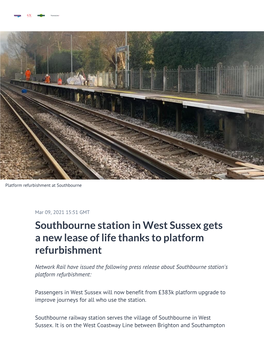 Southbourne Station in West Sussex Gets a New Lease of Life Thanks to Platform Refurbishment