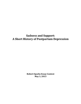 Sadness and Support: a Short History of Postpartum Depression