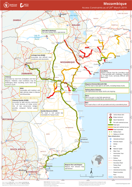 Mozambique Acce Ss Constraints As of 29Th March 2019 Chipata CABO DELGADO S S