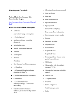 Carcinogenic Chemicals Known to Be Human Carcinogens