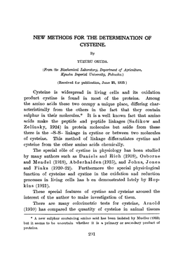 Cysteine Is Widespread in Living Cells and Its Oxidation Product Cystine Is Found in Most of the Proteins