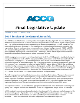 2019 Final Legislative Update  Page 1
