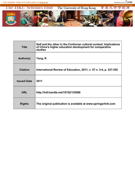 Title Self and the Other in the Confucian Cultural Context