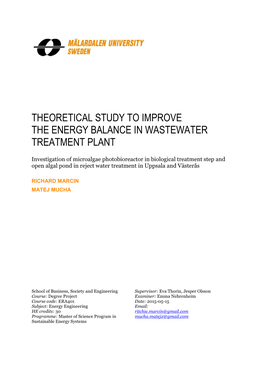Theoretical Study to Improve the Energy Balance in Wastewater Treatment Plant