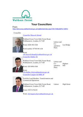 Your Councillors ~ Waltham Forest