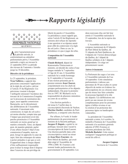 Rapports Législatifs