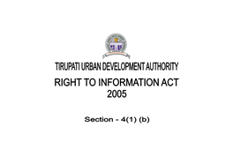 Note on the Constitution and Activities of Tirupati Urban Development Authority