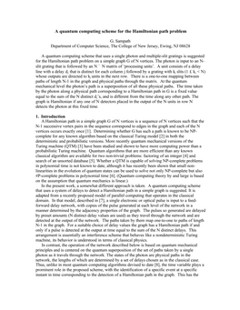 A Quantum Computing Scheme for the Hamiltonian Path Problem