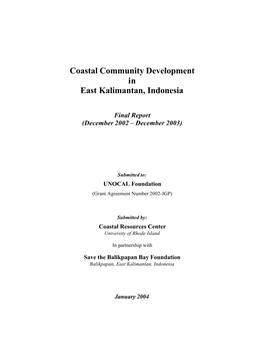 Coastal Community Development in East Kalimantan, Indonesia