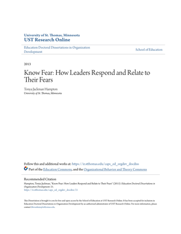 Know Fear: How Leaders Respond and Relate to Their Fears