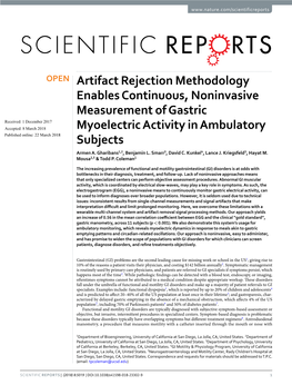 Artifact Rejection Methodology Enables Continuous, Noninvasive Measurement of Gastric Myoelectric Activity in Ambulatory Subject