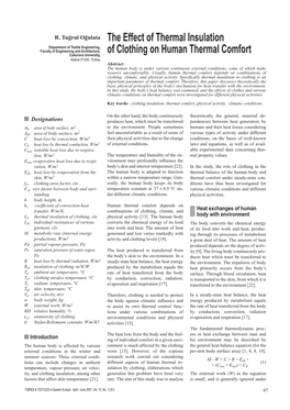 The Effect of Thermal Insulation of Clothing on Human Thermal Comfort