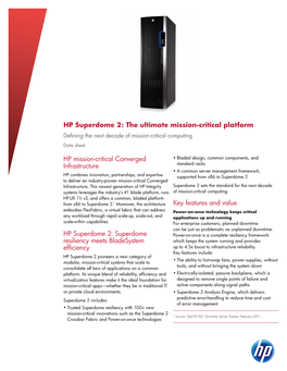 HP Superdome 2: the Ultimate Mission-Critical Platform Data Sheet