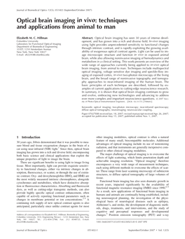 Optical Brain Imaging in Vivo: Techniques and Applications from Animal to Man