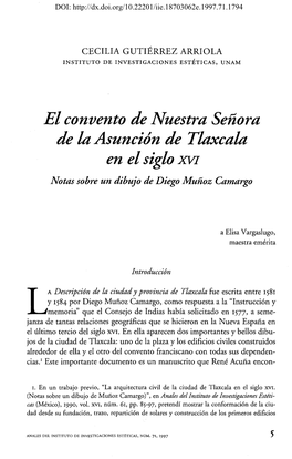 El Convento De Nuestra Señora De La Asunción De Tlaxcala En El Siglo Xvi Notas Sobre Un Dibujo De Diego Muñoz Camargo