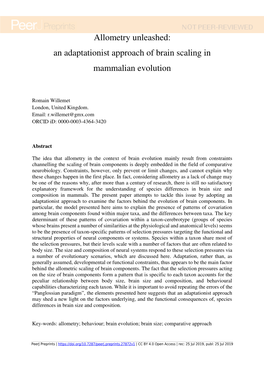 Allometry Unleashed: an Adaptationist Approach of Brain Scaling in Mammalian Evolution