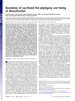 Resolution of Ray-Finned Fish Phylogeny and Timing Of