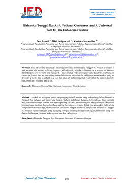 Bhinneka Tunggal Ika As a National Consensus and a Universal Tool of the Indonesian Nation