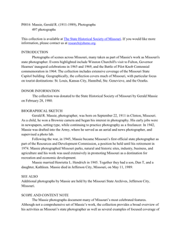 P0016 Massie, Gerald R. (1911-1989), Photographs 497 Photographs