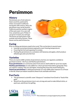 Persimmon History Persimmons Are a Fruit Native to Asian Countries, Particularly China